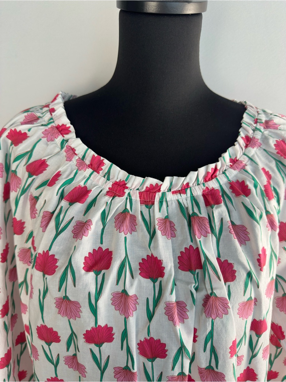 J.Crew Pink Floral Cotton Peasant Blouse Women’s Size M - Picture 5 of 13